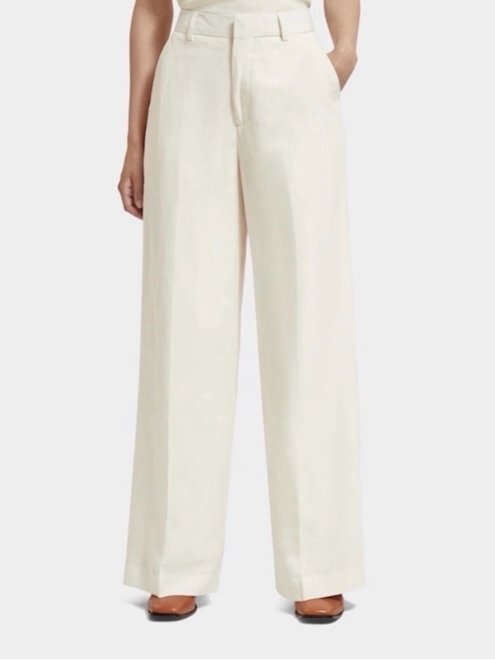 Scotch & Soda Women”s Cream Dress Trousers with Purple Trim